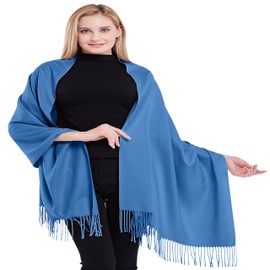 CJ Apparel Blue 100% Cashmere Shawl Pashmina Scarf Wrap Stole Head Wrap Hand Made in Nepal NEW
