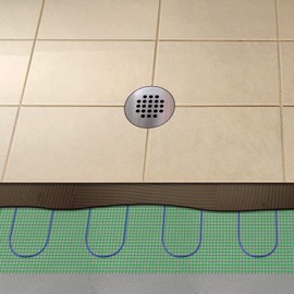 WarmlyYours TempZone Electric Floor Heating Shower Mat, 3.6 sq. ft. (16" x 32"), Green, TRT120-1.3x2.7