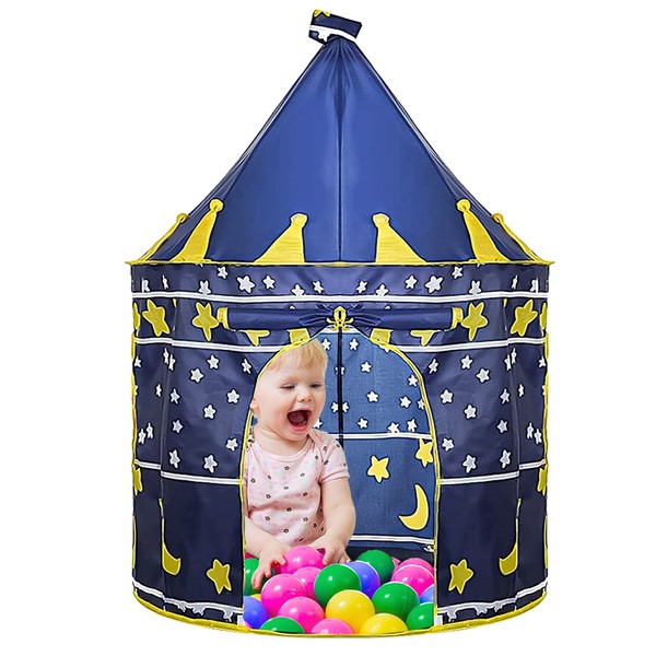Kids Tent Play Tent, Pop up Tents for Kids, Play Tent for Childrens, Pink Princess Castle, Kids Pop-Up Tent, Indoor or Outdoor Playhouse, Blue