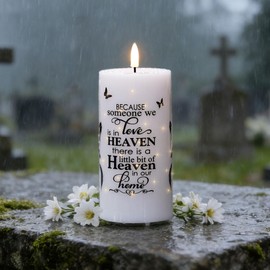 Rhytsing Grave Light - Outdoor Fiber Optic Flameless Memorial Candle with Timer Function for Funeral, Water-Resistant Sympathy Gifts for Loss of Loved One, Batteries Included, D 3 inches x H 6 inches