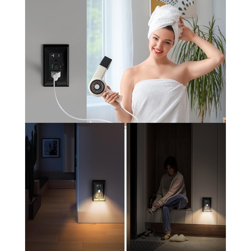 PD USB Outlet with Light,20W Power Delivery USB Receptacle with