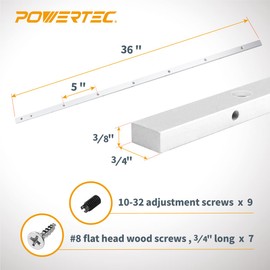 POWERTEC 36" Miter Bar for Table Saw Sled, Fits Standard 3/4" x 3/8" Miter Slot Runners for Crosscut Sled, Taper Jig and Other Wood Working Jig, Table Saw, Router Table, Band Saw (71520)