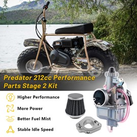 VM22 Racing Performance 212cc Carburetor Kit Replacement for Predator 212cc 224cc 196cc Engine for Coleman CT200U BT200X KT196 for Baja Warrior MB200 Mini Bike Go Kart Parts(Silver)