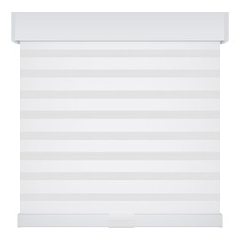 Zebra Roller Blinds for Windows, Easy Installation, Day and Night (44" W x 72" H, White), No Cords
