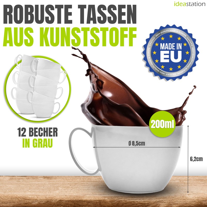 idea-station Plastic Cups Set of 12 – 200 ml –