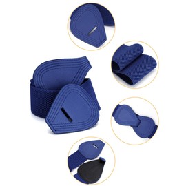 Allegra K Plus Size Interlock Buckle 8-shaped Faux Leather Elastic Belt Cinch Waistband for Lady Blue Fit Waist Girth:31"/78.5cm-43"/109cm