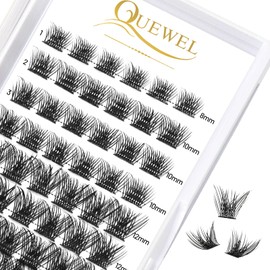 QUEWEL Lash Clusters 72 Pcs Eyelash Clusters C/D Curl Mix Length 8-16mm Cluster Lashes Soft Natural Individual Lashes DIY Lash Extensions Easy to Use at Home(3D-C-MIX8-16)