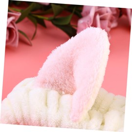 FRCOLOR Flannel Cat Ear Headband for Women Winter Warm Makeup Hairband Soft Elastic Face Wash Headwrap Cute Hair Accessory White for Parties Cosplay