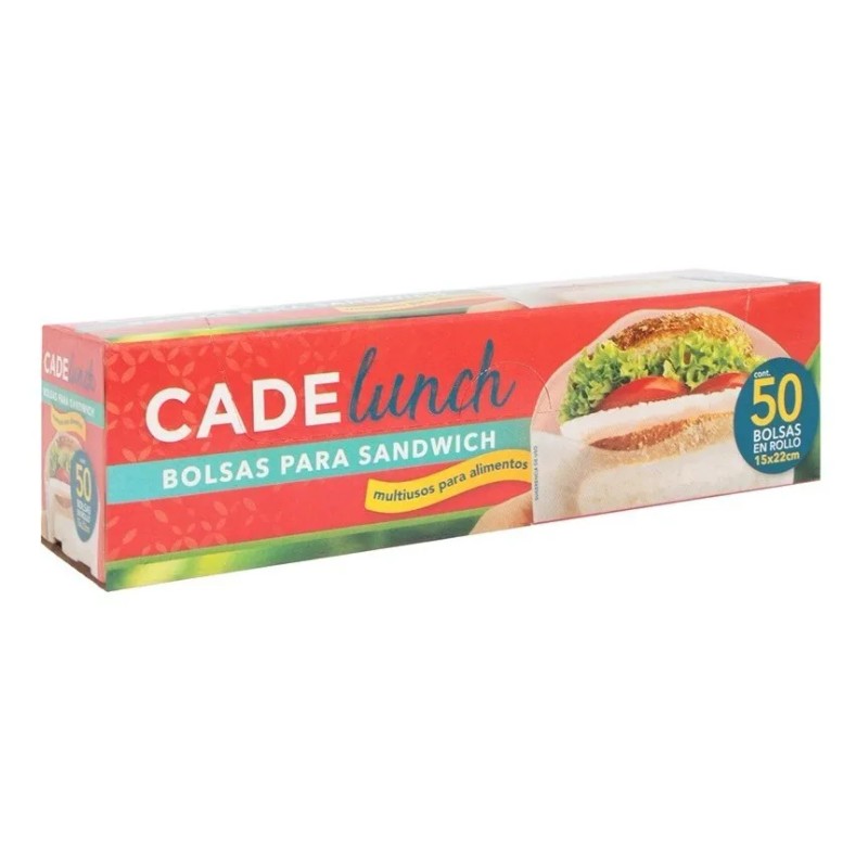50 Bolsas Desechables Para Sandwich Cadelunch, 15x22 Cm