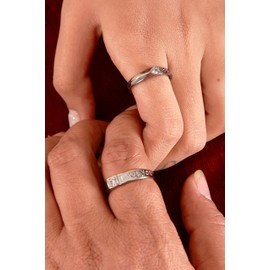 Beautiful & Stylish Cubic Zirconia Diamond Metal Adjustable Promise Couple Ring For Men & Women, For Wedding, Engagement & Occasions, Silver, Cubic Zirconia