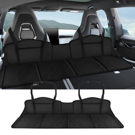 SYWAN Car Rear Seat Mattress Extension Plate, Foldable Car Mattress Portable Mattress for Sleeping, Increase Travel Space Mattress Accessories for SUV, Trunk, Model Y/3 (Black)