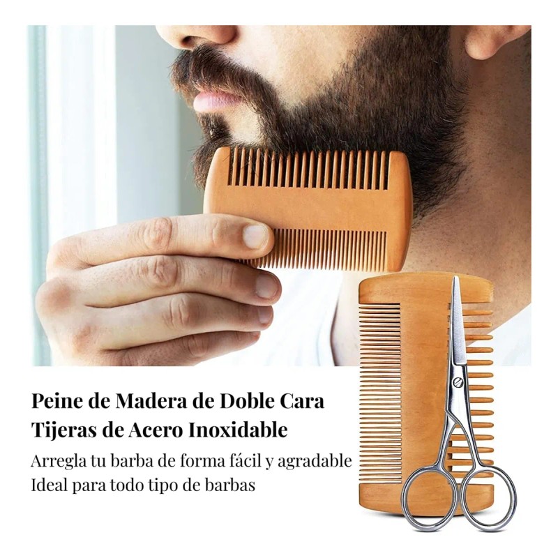 Kit Cuidado De Barba Para Hombres, Herramientas Aseo Bigote