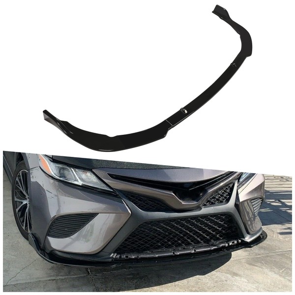 ECOTRIC Front Bumper Lip Splitter Compatible with 2018-2022 Toyota Camry SE/XSE Spoiler Diffuser Deflector Cover Trim Gloss Black (3 PCS Style)