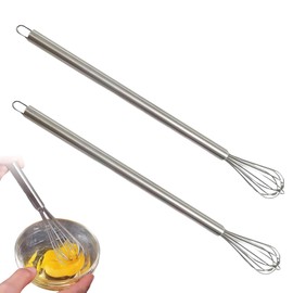 Pack of 2 Small Whisks, Mini Whisk for Cups, Stainless Steel Small Whisk, Robust Whisk, Small Stainless Steel, for Frothing, Whipping Cream and Stirring