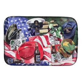 Caroline's Treasures 1012DDM Barq's and Armed Forces Dish Drying Mat Absorbent Dish Drying Mat Pad for Kitchen Counter Dish Drainer Mat for Countertop, 14 x 21", Multicolor