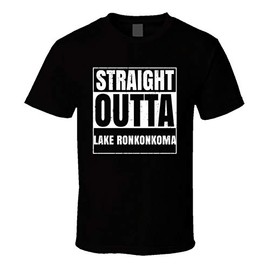 Straight Outta Lake Ronkonkoma New York City Parody Grunge T Shirt Black