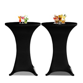 Trimming Shop Cocktail Spandex Table Cloth Dry Bar 80cm x 110cm Stretchable Table Cover for Wedding, Birthday Parties, Home & Event Decoration, Black, 1pc