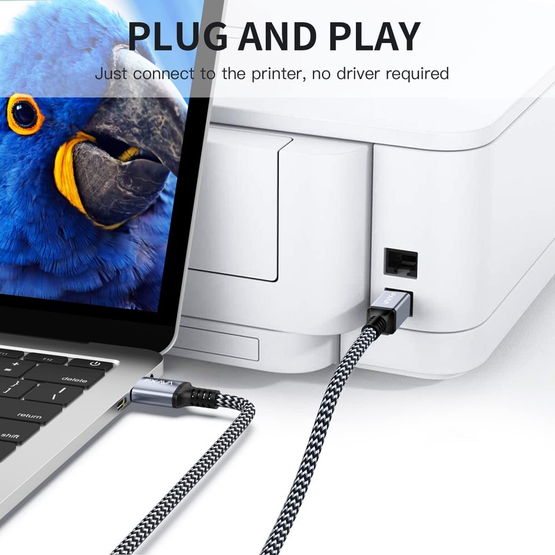 FXAVA Printer Cable - USB Printer Cable 4 ft Printer