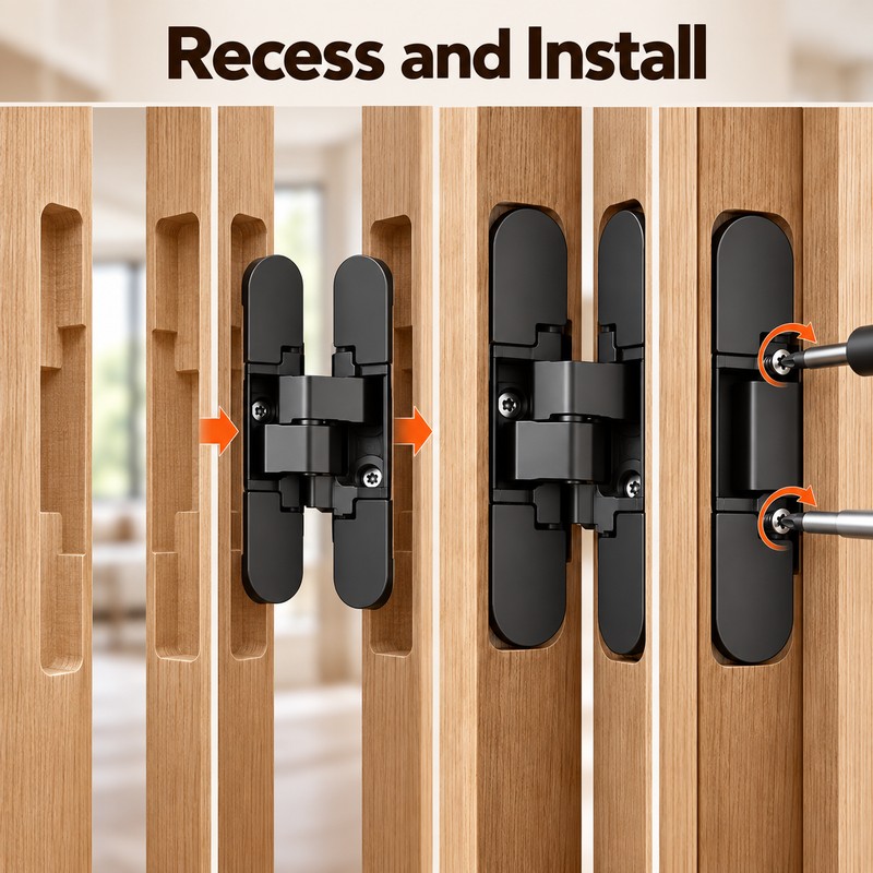 180° Invisible Door Hinge for Wooden Doors – Zinc Alloy