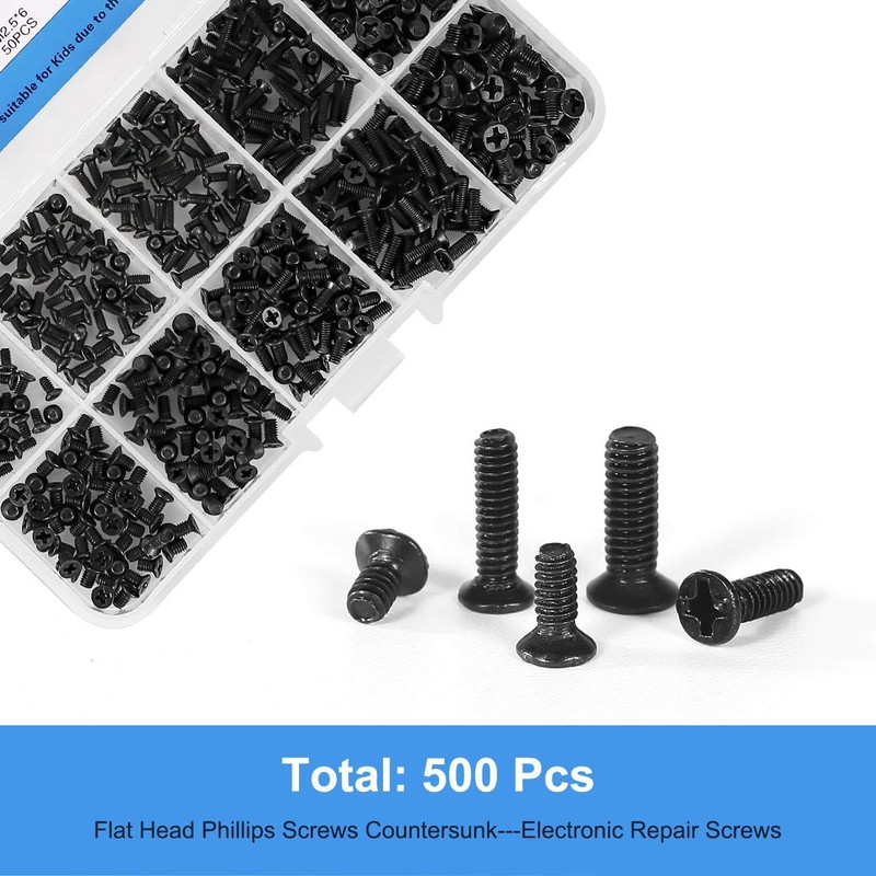 Wzenclave 500Pcs 10SizesScrew Kit Repair Tool Assortment Set Cross Countersunk