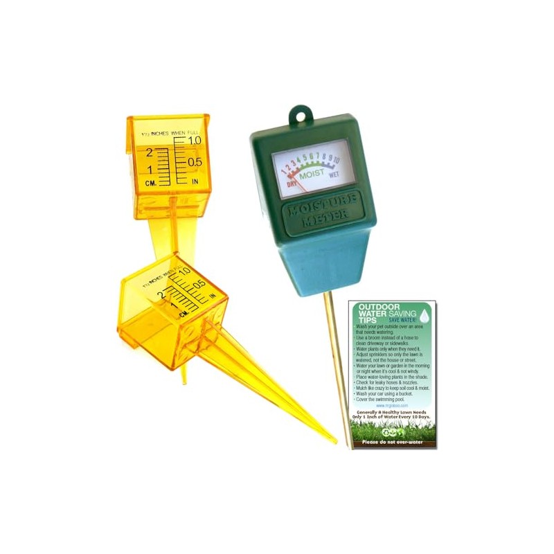 Moisture Sensor Combo, Meter & Rain Sprinkler Gauge + Outdoor
