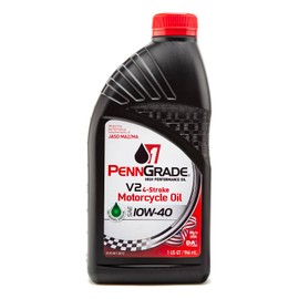 PENN GRADE 1, 71566, V2 4-Stroke Motorcycle Oil SAE 10W-40, 1 Quart (4 Pack)