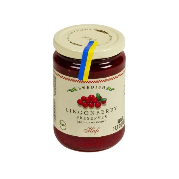 Hafi Swedish Lingonberry Preserves, 14-Ounce Jars (Pack of 4)