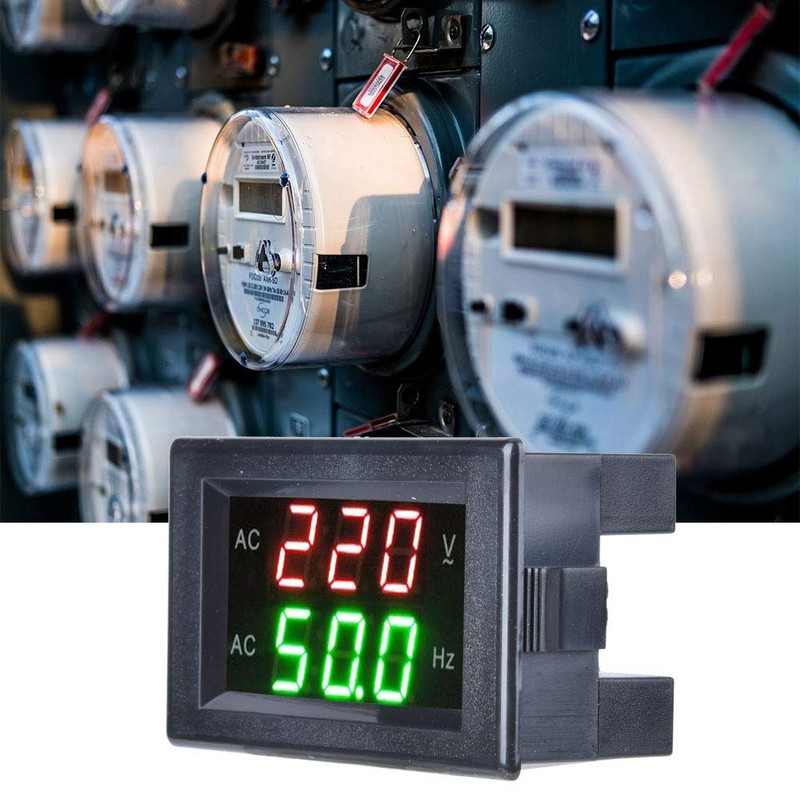 Generator Dual Display LED Digital AC Voltmeter Frequency Meter Test
