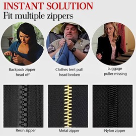 XURJUMI Zip Repair Kit, 30 Pieces Replacement Zipper, Fix Zip Slider in 3 Sizes, for Bedding and Clothing, Universal Zip Repair