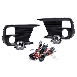 iJDMTOY Complete Set Clear Lens Halogen Fog Light Kit w/Foglamp Bezel Covers, Wiring Harness On-Off Switch for 2018-2021 Subaru WRX