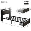 LIKIMIO Twin XL Bed Frames with Drawer, Storage Headboard with