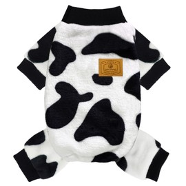 XPUDAC Cow Dog Sweater, Dog Winter Clothes for Small Medium Dogs Girl Boy Fleece Dog Pajamas for Winter Christmas, Large