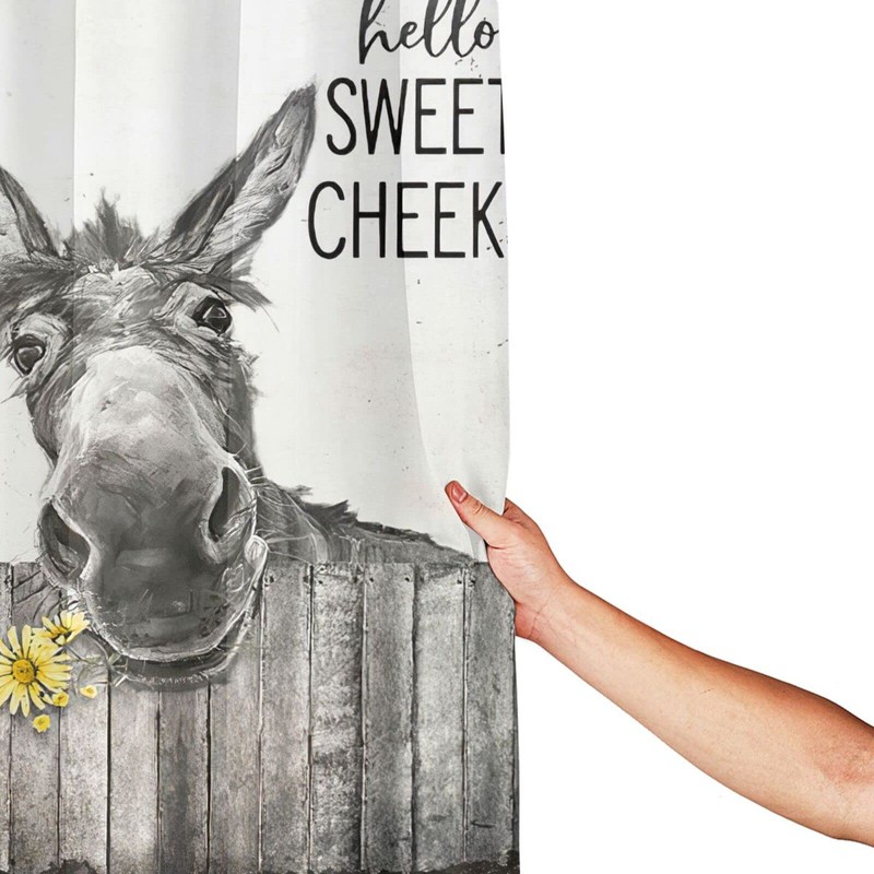 citari Funny Donkey Shower Curtain Rustic Floral Farmhouse Bathroom Shower