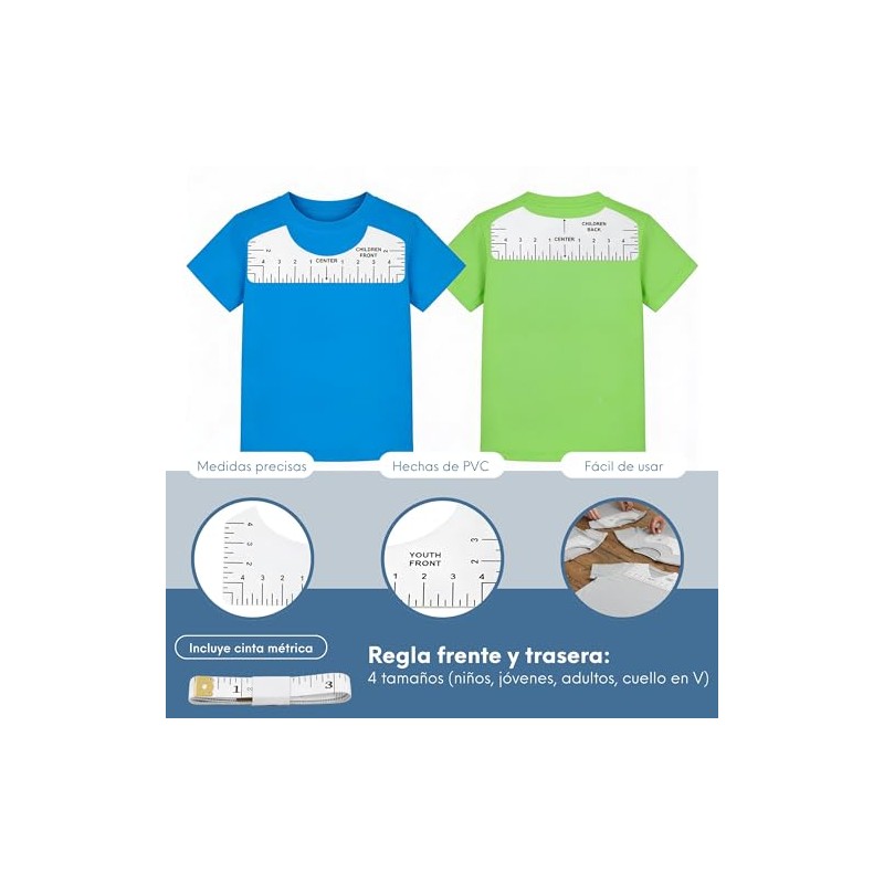 Timotech Set 9 Piezas Regla para Camisetas y Guía de