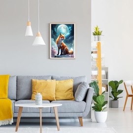 GDYEEH Fuchs Diamond Painting Erwachsene, 5D Mond Diamant Kunst Bilder Anfänger, DIY Runder Vollbohrer Nachthimmel Diamanten Malerei Stickerei Kreuzstich Geschenke Home Wand Dekor 30x40 cm