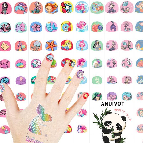 ANIUVOT Mermaid Nail Stickers, Just Stick on Children, Cute Nail