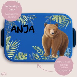 Children's Bento Box Midi Lunch Box for Mepal Bento Box - Bear Bear Motif Predator Bear - 900 ml - Blue - Breakfast Box