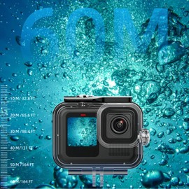 Terebento Waterproof Housing Case with 3Pack Filters for Go Pro Hero 13/12/11/10 9 Black,Protective Underwater Dive Shell Floating Stick Action Dive Accessory (Hero 13/12/11/10/9 Black case)