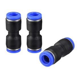 uxcell Plastic Straight Union Push to Connect Tube Fitting 8mm OD Push Fit Lock Blue 3pcs
