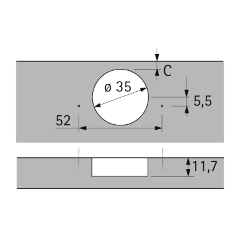 Hettich Wide Angle Pot Hinge with Clip Mounting Opening Angle