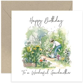 Old English Co. Gardening Happy Birthday Card for Grandmother - Garden Vegetable Allotment Greeting Card for Grandmother from Grandchild - Birthday Cards for Her | Blank Inside with Envelope