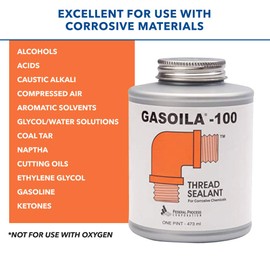 Gasoila 100 Soft-Set Thread Sealant, -50 to 450 Degree F, For Corrosive Chemicals, 1/4 Pint Brush (GH04)
