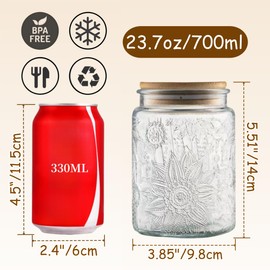 ANSQU Vintage Glass Jar with Lid, 23.7oz Airtight Glass Storage Canister Glass Food Storage Containers for Kitchen Counter, Pantry, Decorative Jar for Coffee, Tea, Sugar, Candy Cute Jar
