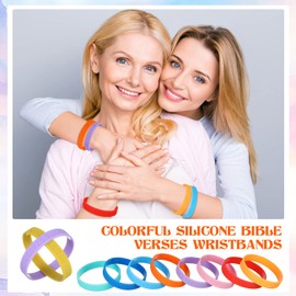 Jerify 200 Pcs Jesus Loves You Silicone Bracelet Christian Wristbands Bulk Bible Verse Rubber Bracelet Religious Colorful Bands for Party Favors Gifts Prizes(Engraved)