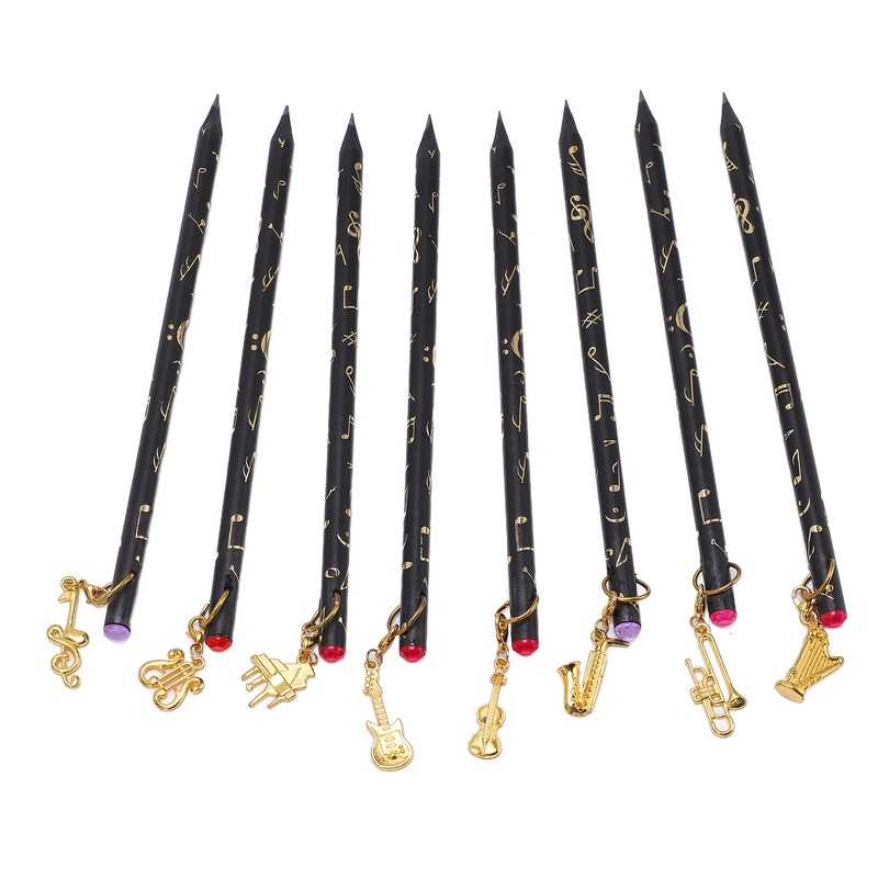 8Pcs Music Pencil Musical Note Stationery Set Kit with Pendant