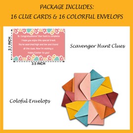 Easter Treasure Hunt Clues - Easter Party Scavenger Hunt Clues - Outdoor Indoor Easter Eggs Riddles - Easter Party Games for Adults - Spring Party Activities & Decorations (16 Pack)-01