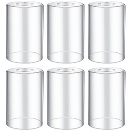 Teenyyou 6 Pcs White Cover Clear Glass Shade Replacements for Pendant Light Fixtures Glass Lamp Shade Cover, 1-5/8 Inch Fitter, 4"w x 6"h, Replacement Lamp Globe for Chandelier Wall Light Sconce