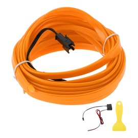 A ABSOPRO 5m EL Wire Cable LED Glow String Light Car Interior Lighting Strip Flexible Neon Light for Car Decoration Wiring Driver(12v) Yellow