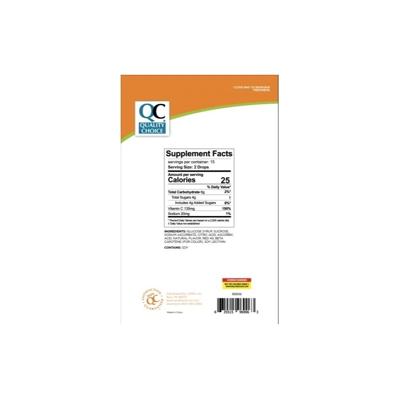 5 Pack Quality Choice Vitamin C Dietary Supplement Drops Citrus