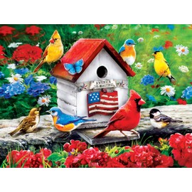 Baby Fanatic MasterPieces 300 Piece EZ Grip Jigsaw Puzzle - an American Birdhouse - 18"x24"